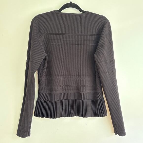 Jason Wu Collection Black Peplum Cardigan Sweater Laser cut Design Pristine Lg - Picture 7 of 7